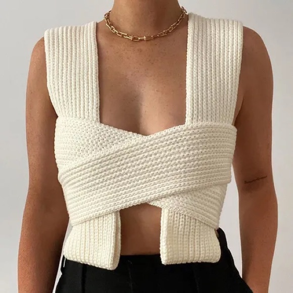 SIMONETT Nanu Knit Cotton Wrap Top S/M - Picture 1 of 7